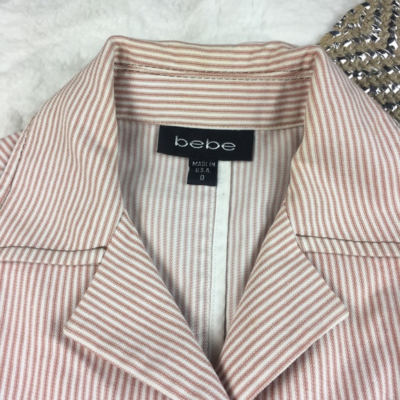 Nearly New bebe stripe jacket Blazer coat 0 - Picture 2 of 4